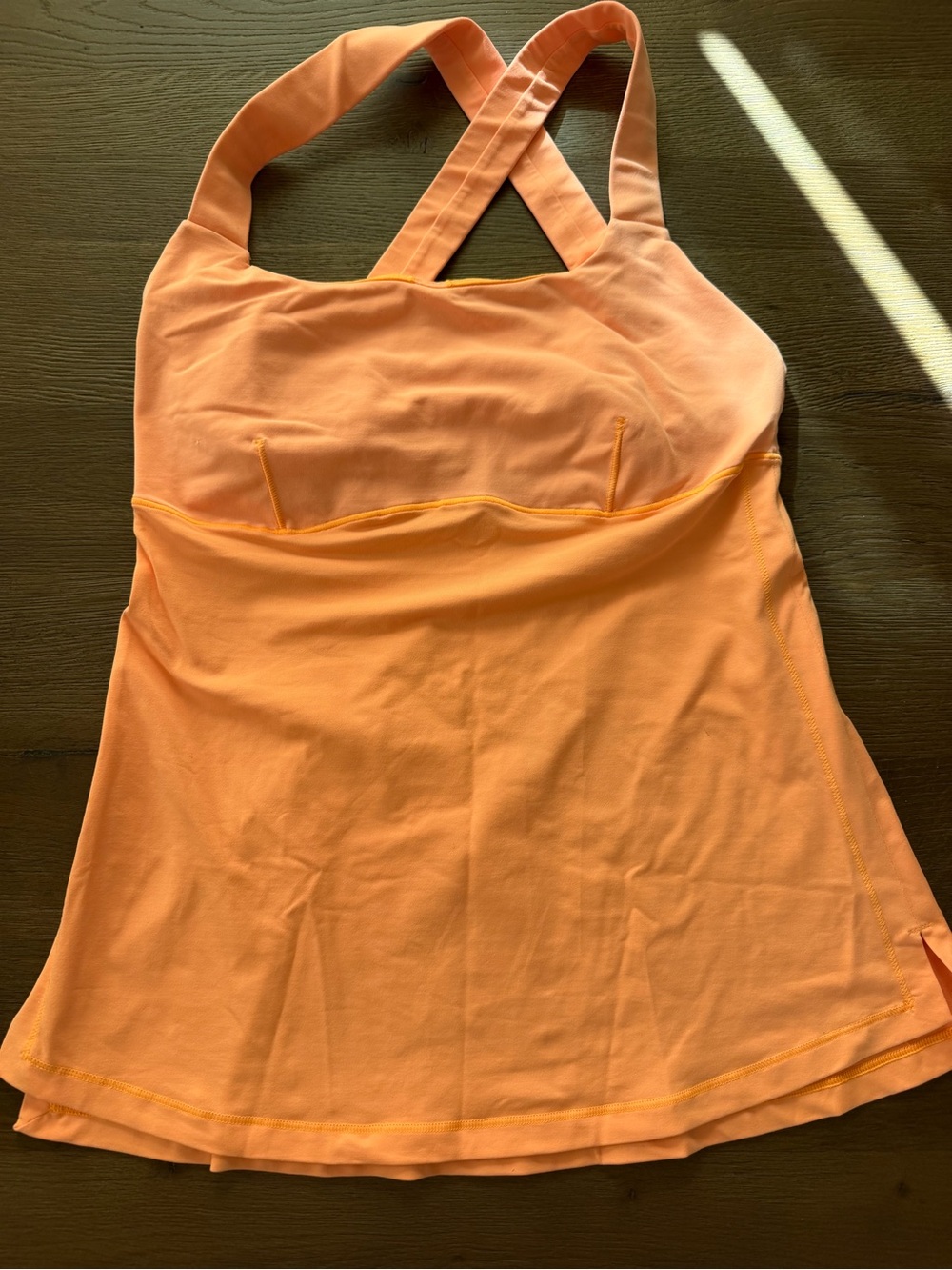 Lululemon Orange/Peach Tank Top with Built-In Bra — Size 6